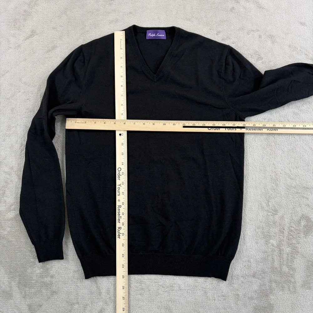Ralph Lauren Purple Label Cashmere Silk Wool V Neck Sweater in Black Men Small